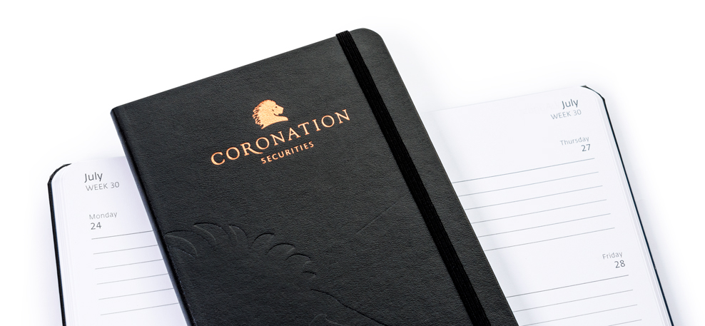 Leather notebook cover with foil and embossed logo